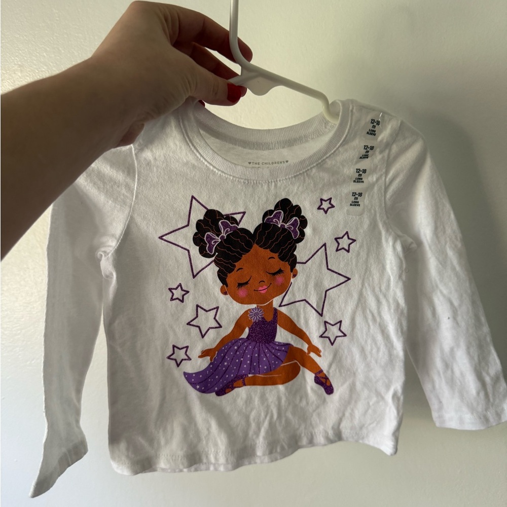 The Children's Place White and Purple Kids Long Sleeve Shirt